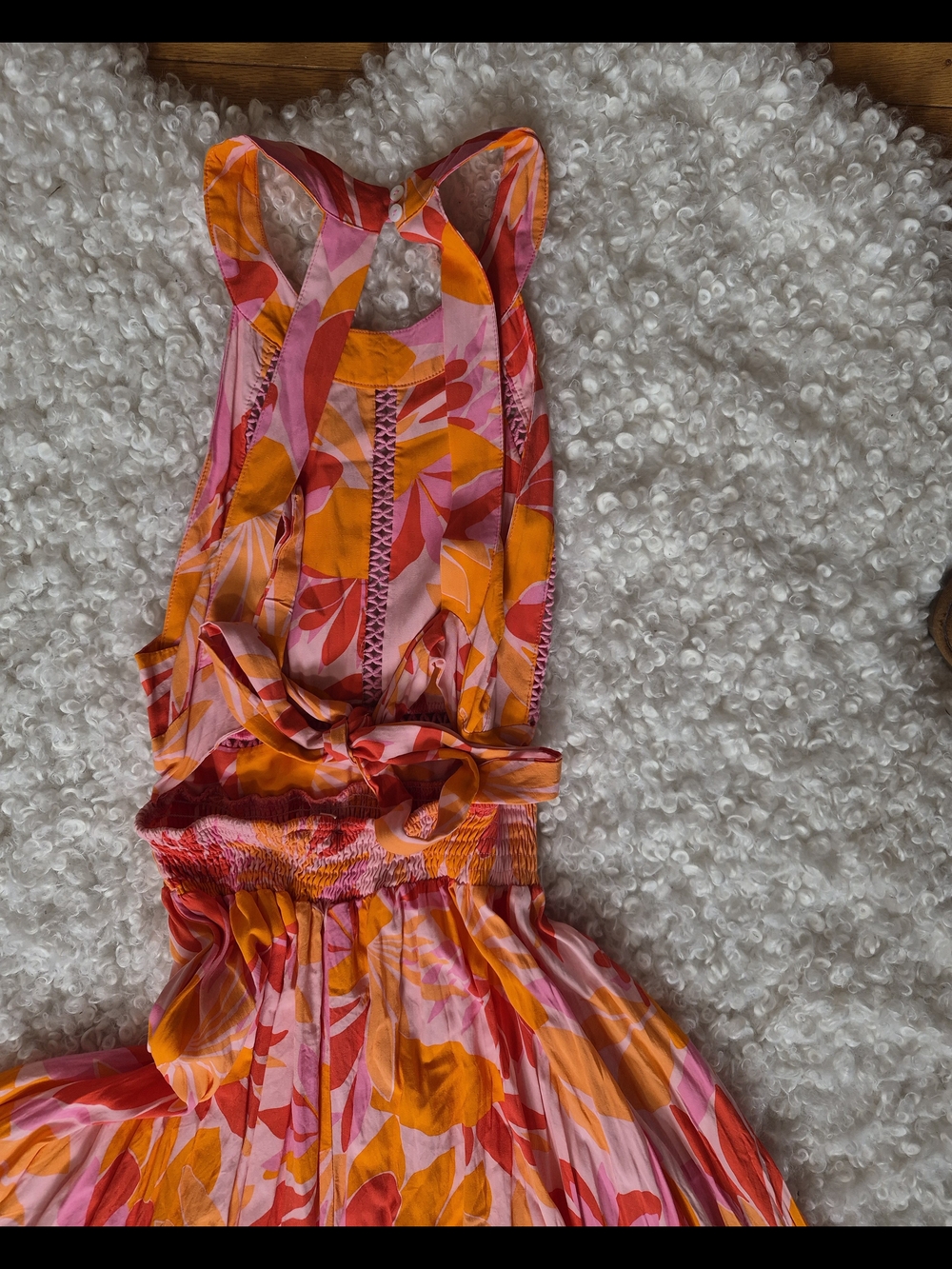 Abel The Label Maxi Dress Pink Orange Floral Cut Out Open Back Boho Sundress M - Picture 13 of 15